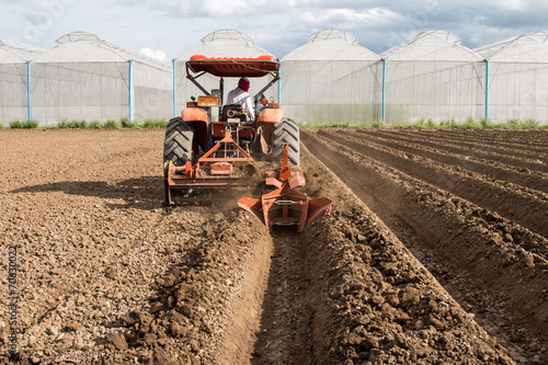 tractor preparation soil working in field agriculture.