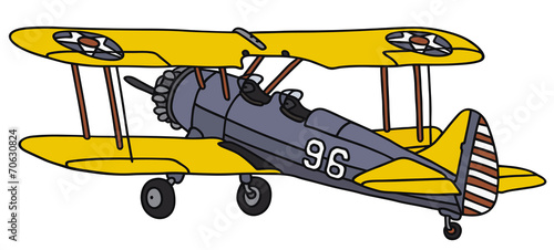 Hand drawing of an old american biplane