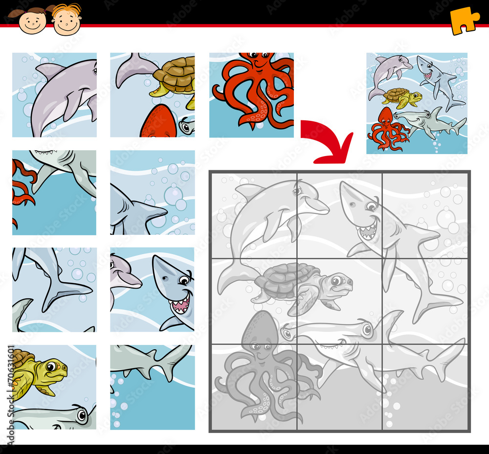cartoon animals jigsaw puzzle game