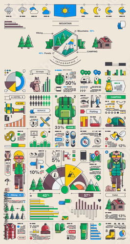Mountain and camping info graphic elements