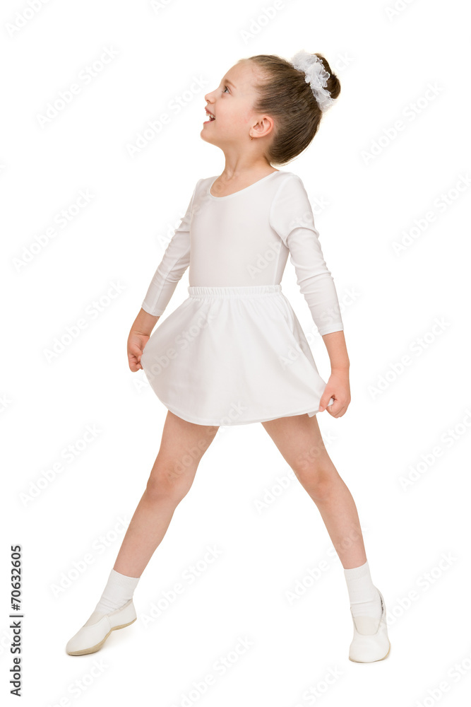 little girl dancing in a white ball gown little girl dancing in a white ball gown