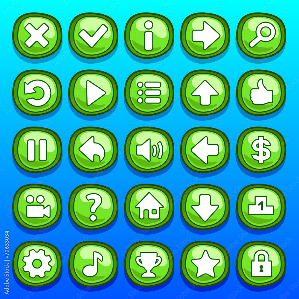 Game green buttons set Game green buttons set