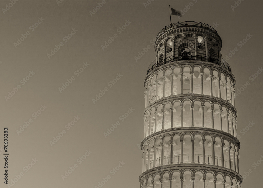Stunning view of Leaning Tower illuminated, Pisa