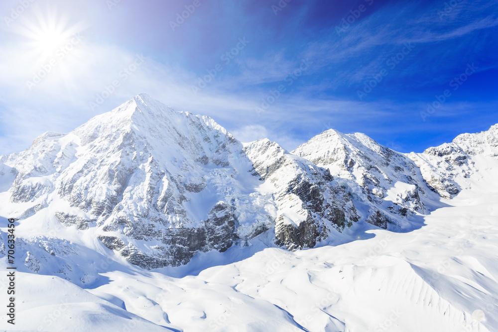 Winter mountains, panorama of the Italian Alps
