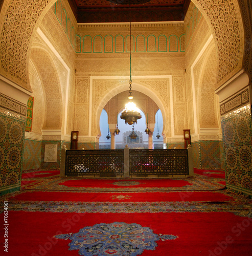 Interior of the mausoleum of Moulay Ismail in Meknes photo