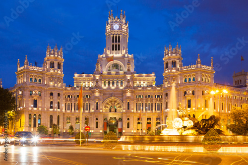  Palacio de Cibeles in summer evening. Madrid