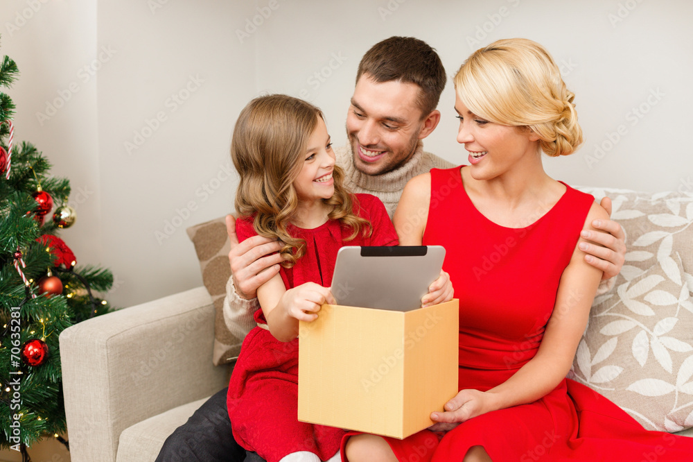 smiling family with tablet pc smiling family with tablet pc