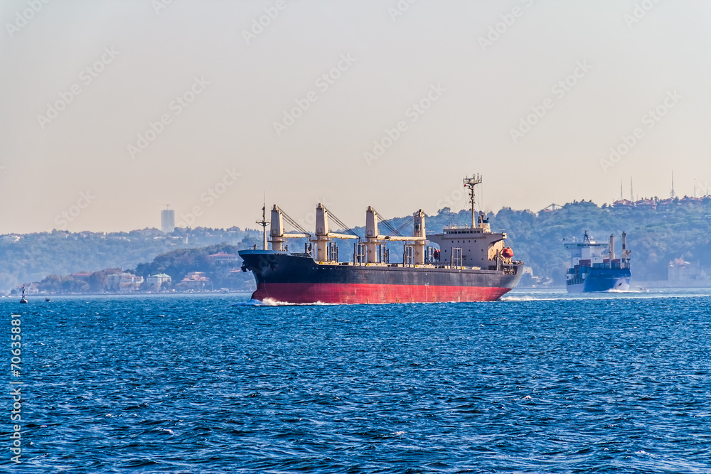 Ship sails Bosphorus