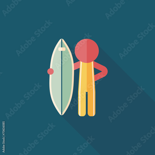 surfing flat icon with long shadow