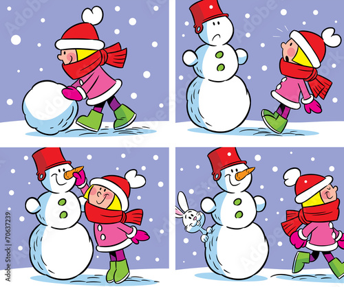 Girl and snowman