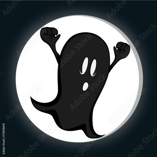 Funny freaky ghost in front of a full moon