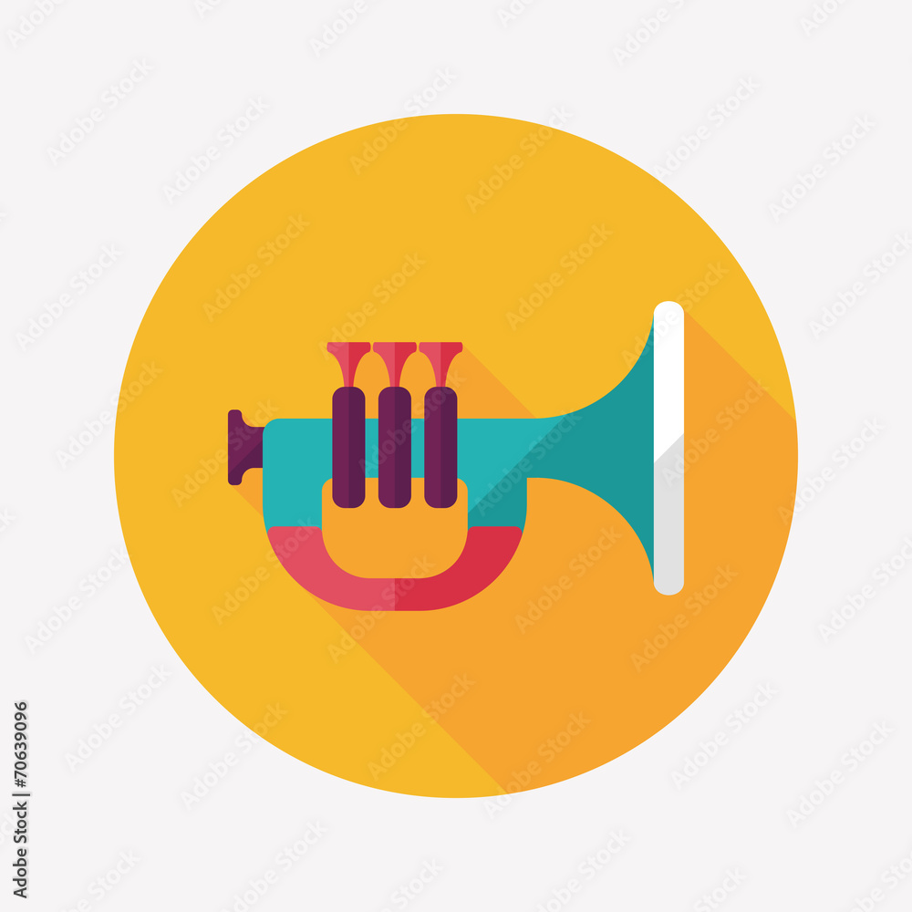 trumpet or horn flat icon with long shadow,eps10 trumpet or horn flat icon with long shadow,eps10