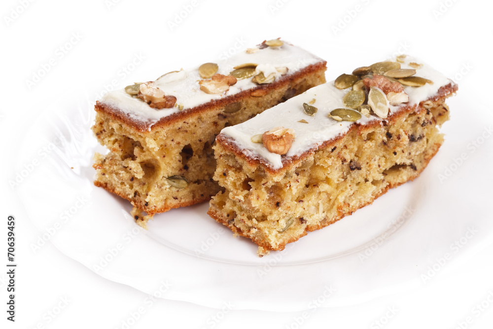 Walnut pie under a sweet glaze Walnut pie under a sweet glaze