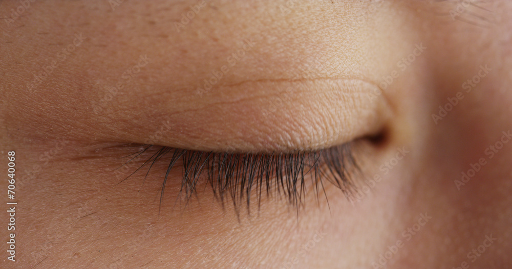 Close up of Chinese woman's closed eye Close up of Chinese woman's closed eye