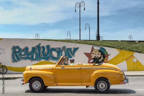 Yellow taxi in Havana, Cuba