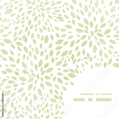 Vector green leaves explosion textile texture frame corner