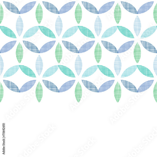 Abstract textile blue green leaves horizontal seamless pattern