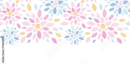Abstract textile colorful flowers horizontal seamless pattern