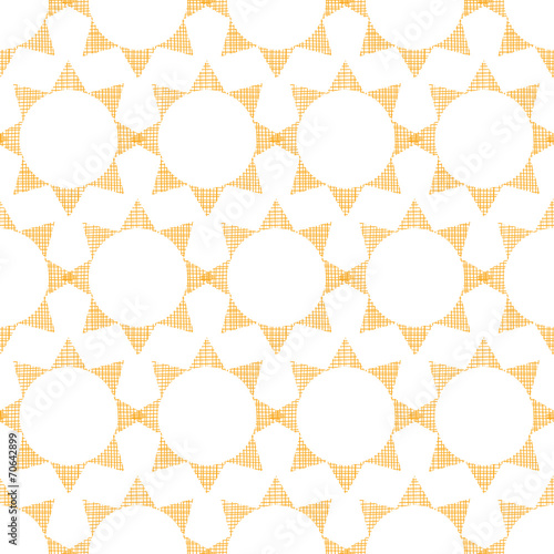 Abstract textile golden suns geometric seamless pattern