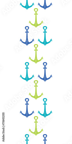 Anchors blue and green vertical seamless pattern background