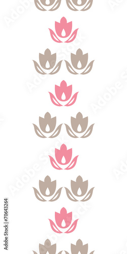 Pink and brown tulips stripes vertical seamless pattern