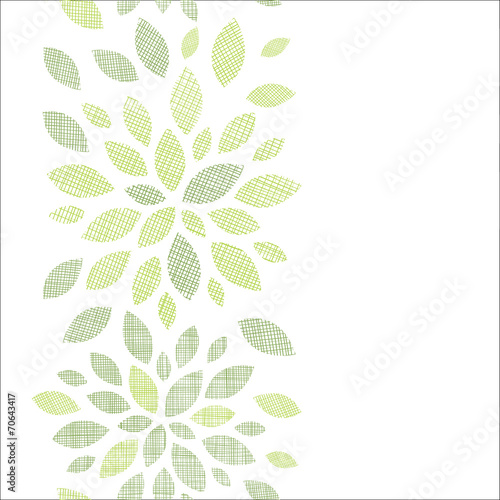 Fabric textured abstract leaves vertical seamless pattern