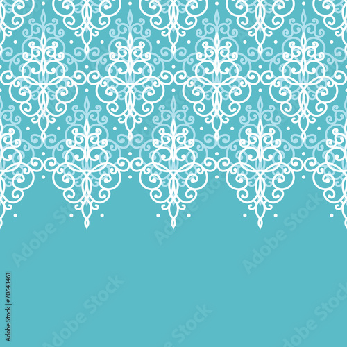 Light blue swirls damask horizontal seamless pattern background