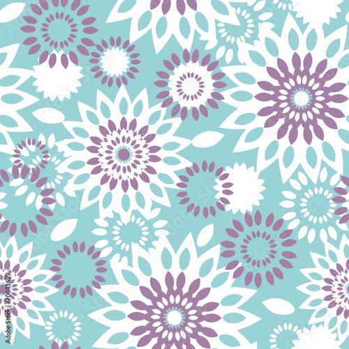 Purple and blue floral abstract seamless pattern background
