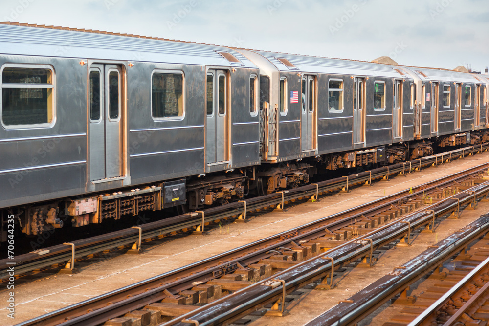 Subway Train in New York before Sunset