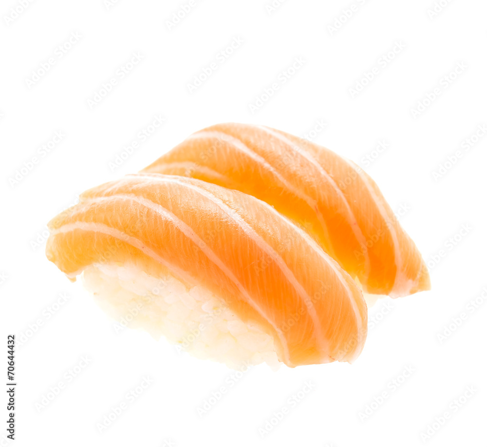 Salmon sushi isolated on white