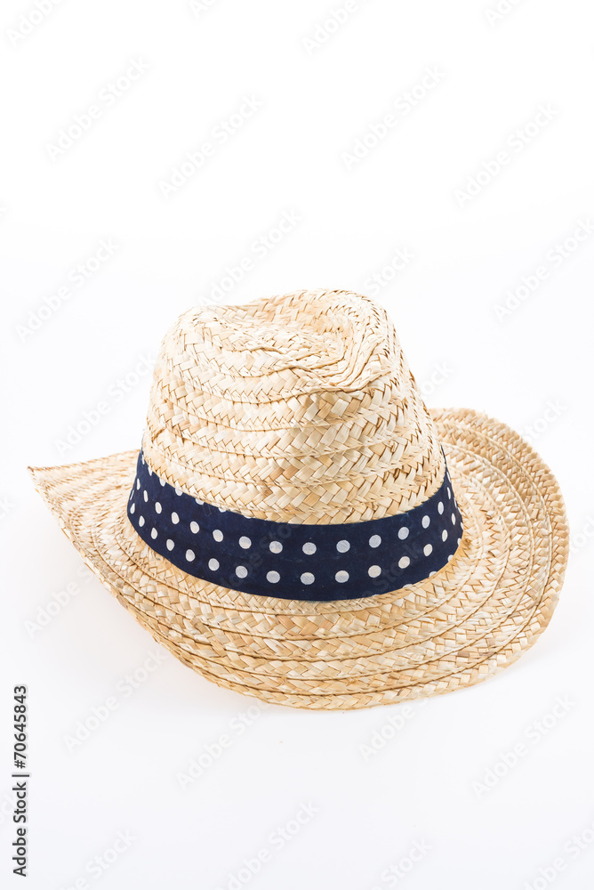 Summer beach straw hat isolated on white background