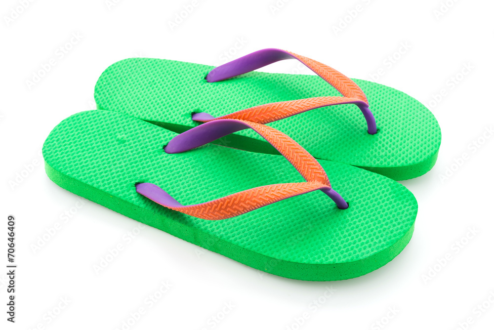 Green flip flop isolated on white background Green flip flop isolated on white background
