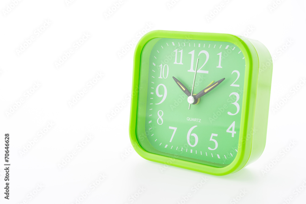 Green clock isolated on white background Green clock isolated on white background