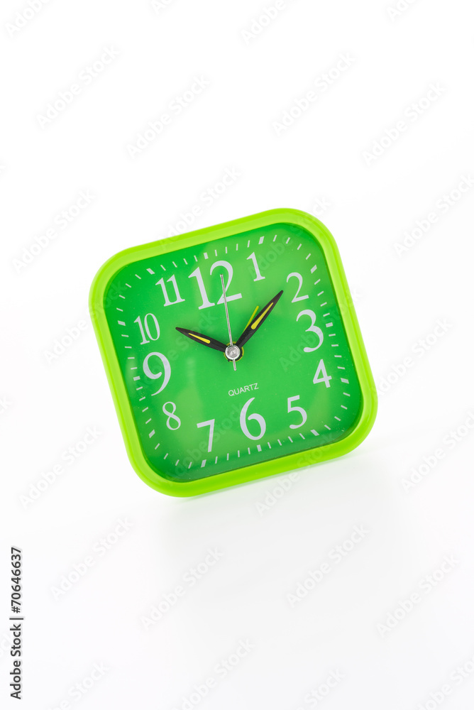 Green clock isolated on white background Green clock isolated on white background