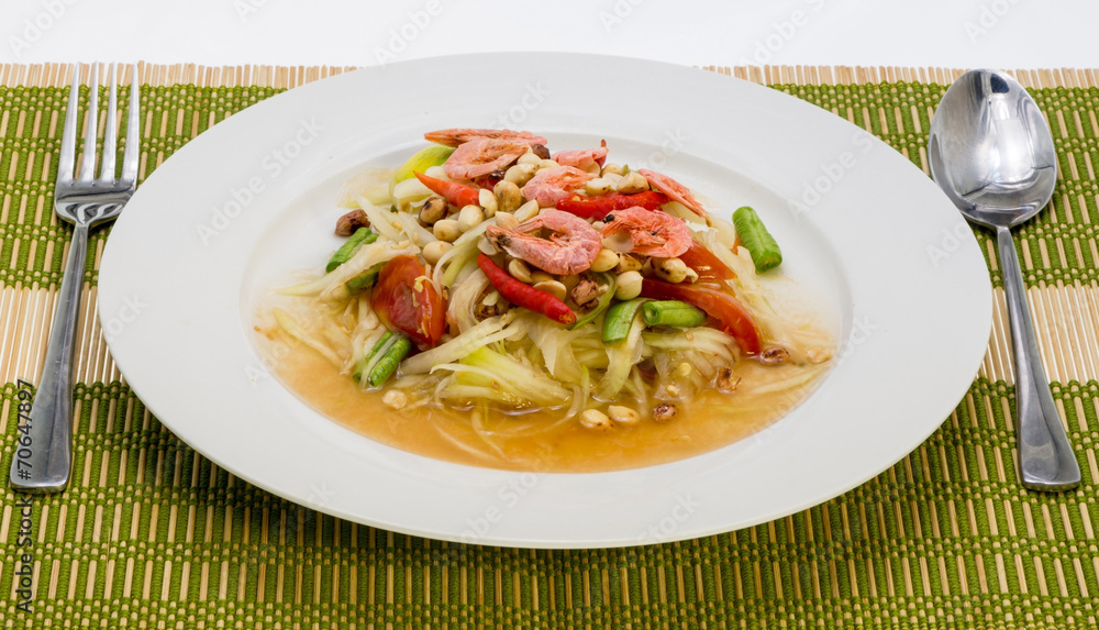 thai cuisine - hot and spicy papaya salad