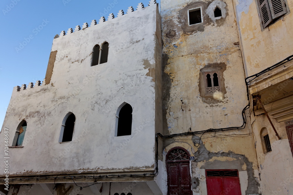 Façades de maisons anciennes, Tanger, Maroc