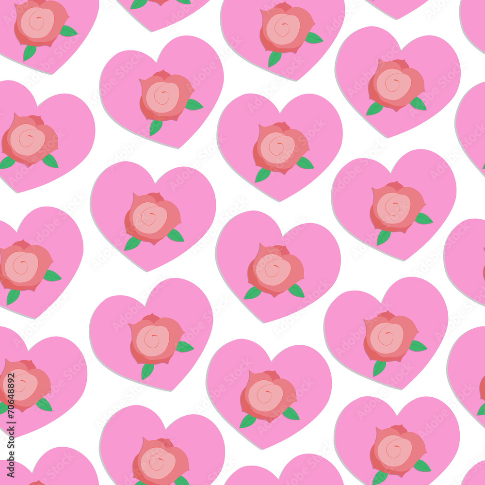 Vector seamless background with hearts and roses Vector seamless background with hearts and roses