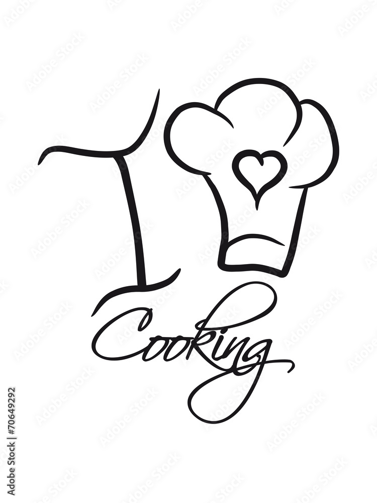 Obraz premium I Love Cooking Text Logo