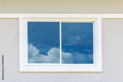 window frame with blur sky