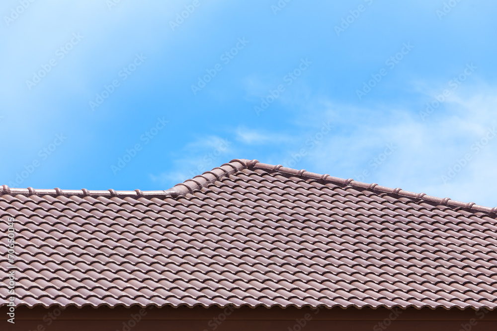 roof under construction with stacks of roof tiles for home build roof under construction with stacks of roof tiles for home build