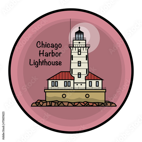 Chicago Harbor Lighthouse, vector illustration