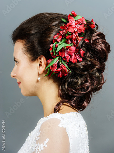 Beautiful bride with fashion wedding hairstyle