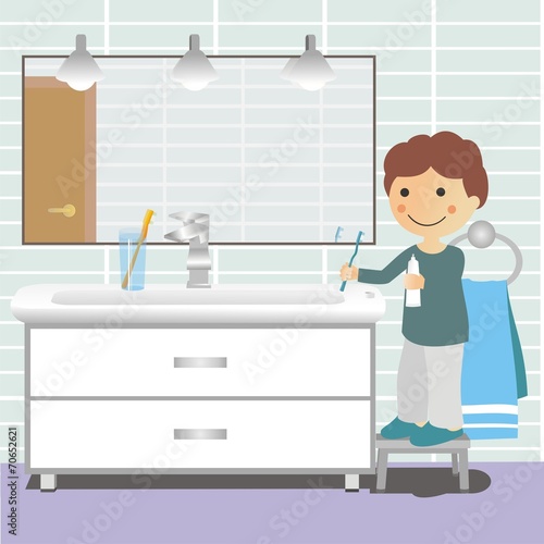 Niño lavándose los dientes