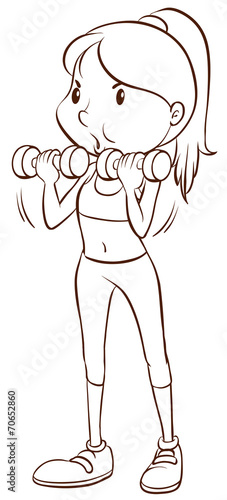 A sketch of a lady training