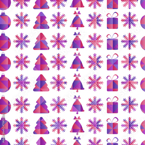 Christmas and New Year seamless pattern with snowflakes, Christm