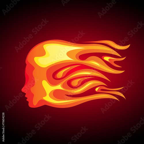 Vector sign fiery woman, concept of passion