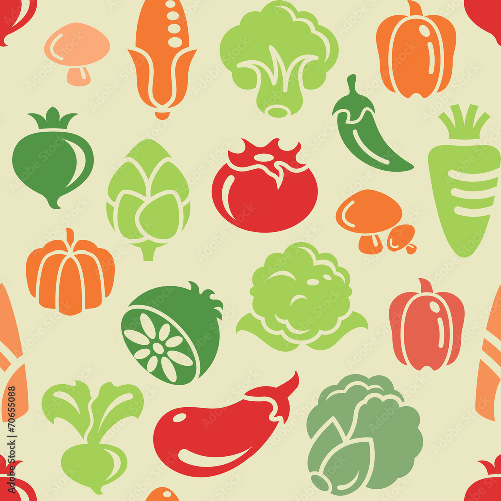 Vegetable Icons Seamless Background Vegetable Icons Seamless Background