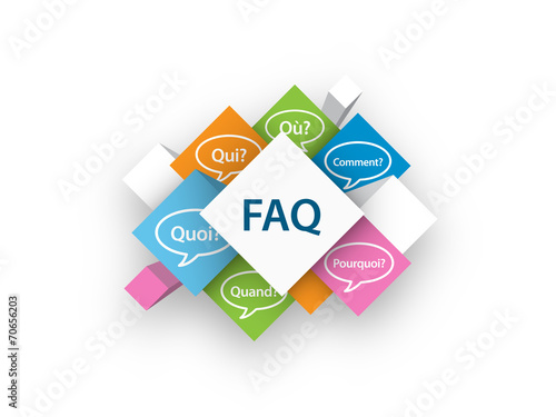 Cubes "FAQ" (point d'interrogation foire aux questions réponses)
