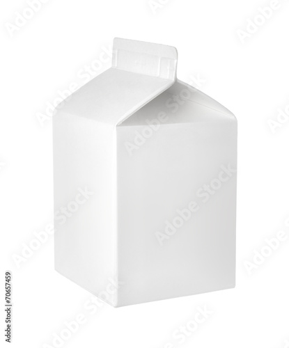Empty packet of milk or juice on a white background