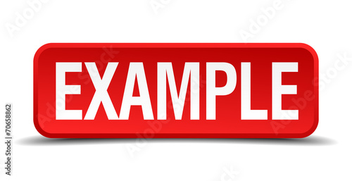 Example red 3d square button isolated on white background
